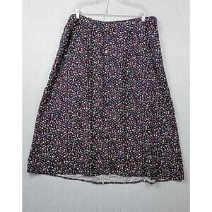 CJ Banks Black School Days Teacher Print Button Up Full Midi Rayon Skirt Plus 3X